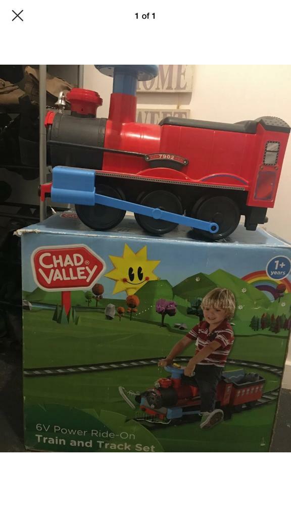 chad valley 6v powered ride on train and track set